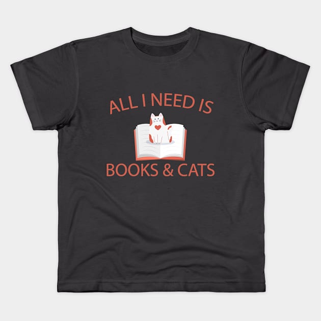 All I need is books and cats Kids T-Shirt by Purrfect Shop